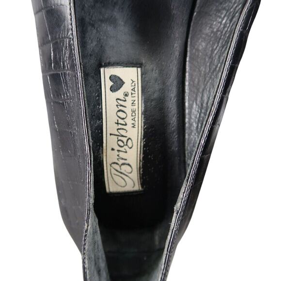 Brighton Shoes Womens 8.5 Loafers Slip On Charms Croc Embossed Leather Classic - Picture 12 of 16